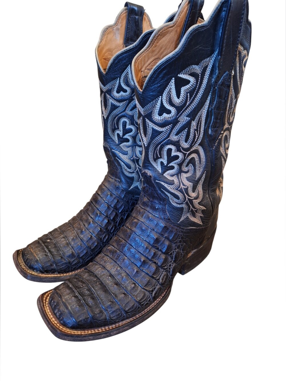 WOMENS RARE LUCCHESE 2000 HORNBACK CAIMAN TAIL CROC BOOTS SZ 6 B